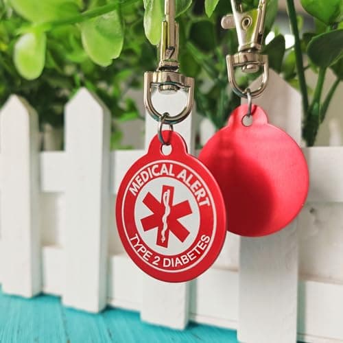 YOTHIWAD Medical Alert Keychain for Women Men,Medical ID keychain with Free Laser Engraving Red Light Suitable for Bags Cloth