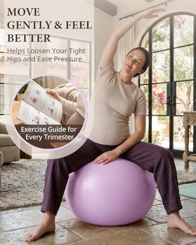 Trideer Pregnancy Birthing Ball, 1.7mm Extra Thick Yoga Ball for Maternity, Labor, Physio, Recovery, Exercise Guide & Daily Comfort Tips for All Trimesters, 1000LB Anti-Burst Non-Slip Stability Ball