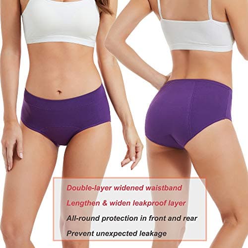 HATSURE Period Underwear for Women Leak Proof Cotton Overnight Menstrual Panties Briefs 5 Pack (XX-Large)