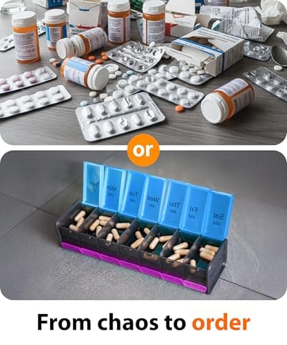 Extra Large Pill Organizer- XXL Pill Box 7 Day - Weekly Pill Organizer with AM PM Large Compartments Big Pill Case for Supplements Jumbo Pill Holder for Vitamins Huge Medicine Organizer 2 Times a Day