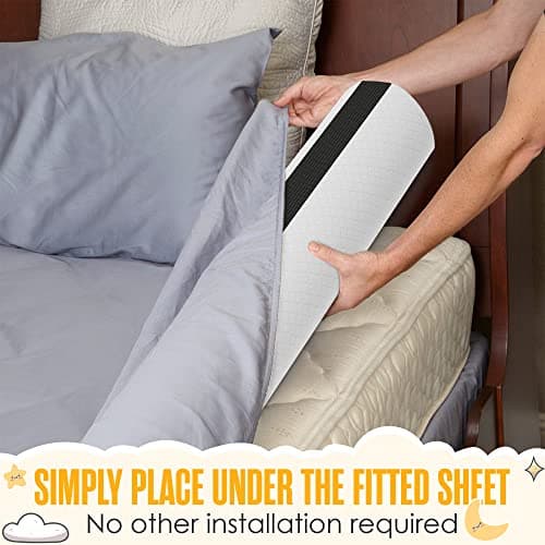 Sleepah Bed Rail for Toddlers (2 Pack) Memory Foam Bumper Guard w Dual Non-Slip Pads (Top & Bottom) Waterproof Washable Soft Removable Cover Safety Noodle for King Queen Full Twin Beds (2)