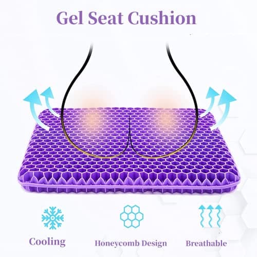 Gel Seat Cushion for Long Sitting, Double Thick Office Desk Home Wheelchair Seat Cushions for Back Hip Sciatica Tailbone Pain Sore Pressure Relief, Gel Cooling Game Chair Pads for Car Truck Driver
