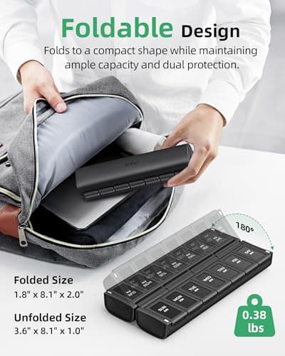 PULIV Weekly Pill Organizer 2 Times a Day with Magnetic Foldable Design for Dual Protection, Large AM PM Pill Box Case for Travel, Compact Medication Organizer for Vitamins, Fish Oils and Supplements