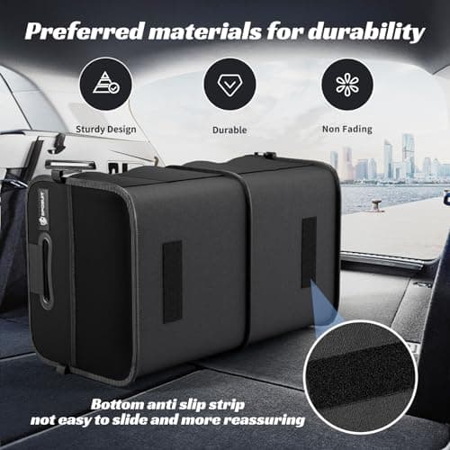 Sposuit Trunk Organizer for Car - 70L Collapsible Car Storage with 11 Pockets & Reinforced Handles, SUV Trunk Organizers for Grocery Cargo(Black)