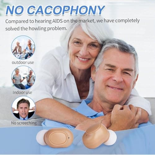 CIS Hearing Aids, Miniature Hearing Amplifiers for Adults with Noise Cancelling, Rechargeable Hearing Aids for Seniors with Crystal Clear Sound, and LED Power Display