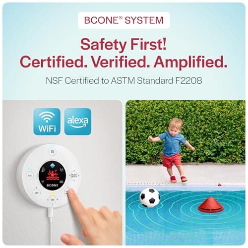 BCONE® Pool Alarm by Lifebuoy® | ASTM F2208 Certified | Floating Safety Device with App Alerts + Alexa Voice Control | 2.4GHz Wi-Fi | for Inground & Above-Ground Pools