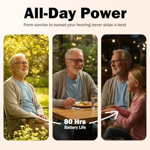 Soundure Rechargeable Hearing Aids for seniors with Intelligent Noise Reduction - Over ear hearing aid for women & men - OTC Hearing Aids for severe hearing loss with Fast charging case - Hearing Amplifiers for Seniors