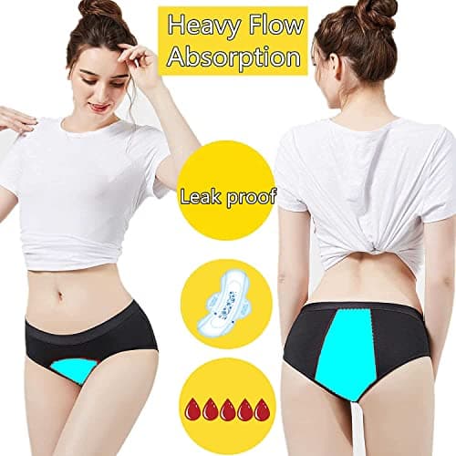 ZVZK Period Panties Heavy Flow Absorbent Women Leak Proof Panty Postpartum Pants Menstrual Underwear Teen (S,Black),