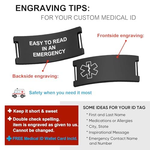 Personalized Medical Alert Bracelet for Men - Customized Elastic Strap Stainless Steel Bracelets Engraved Medic Info, Emergency Awareness Medic ID Bracelet for Allergy Diabetic Asthma Epilepsy