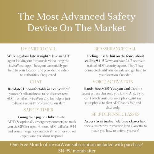 invisawear Smart Jewelry - Personal Safety Device - Gold Necklace
