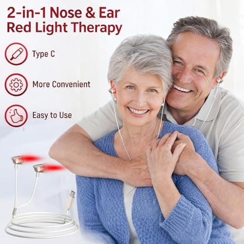 2026 Upgraded 2-in-1 Red Light Device for Ears & Nose, 650nm Ear & Nasal Light for Daily Ear Care & Comfort, Hearing Wellness Support, Type-C Powered Design