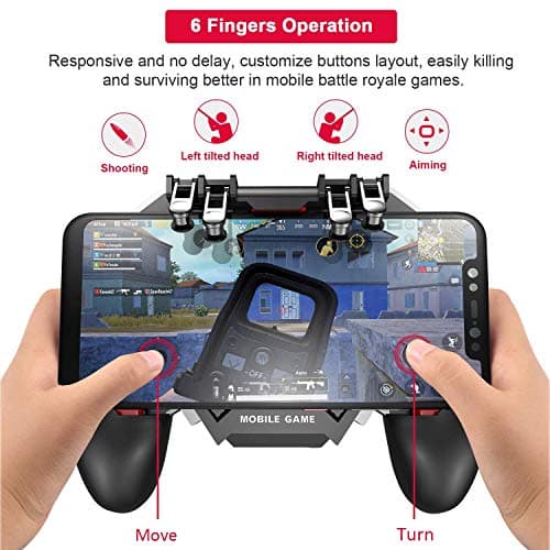 DELAM Mobile Game Controller for iPhone & Android, Pubg Mobile Controller with Cooling Fan, Phone Triggers for Gaming, Gaming Grip Joystick Gamepad Shoot Aim Keys for 4.7-6.5" Phone