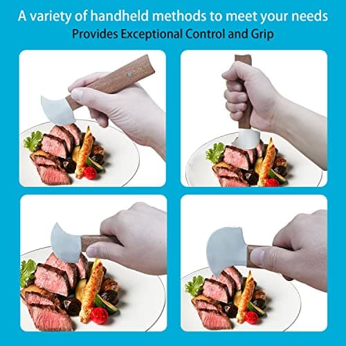 Fstcrt Rocker Knife, One Handed Adaptive Equipment, Ulu Knife, Curved for Cutting Food in Can & Bowl, Ideal for One-handed Use by Hand Tremors, Arthritis, Elderly, Pet Owner