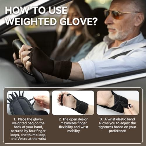 2 Pack Weighted Gloves for Tremors, Improved Hand/Wrist Mobility, Adjustable Hand Stability Aid for Parkinson's Patients, Writing Stability & Strengthening, Hand Grip Strength Trainer