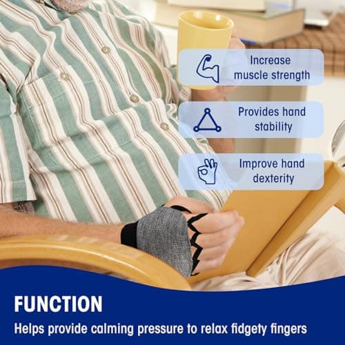 Zipcase Large Size Weighted Gloves for Tremors to Provide Hand Stability and Improve Hand Dexterity, Perfect Writing Weights & Hand strengthening Tool（2 x 1/2lb, Each Glove） Gray