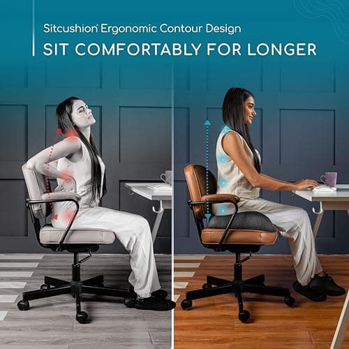 Extra Large Office Chair Cushion for Sciatica Pain Relief, Memory Foam Seat Cushion for Car Seat Pad, Orthopedic Pillow. Computer Chair Cushion for Tailbone Pain Relief All Day Comfort(Gray)