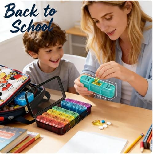 Pill Organizer 3 Times a Day with Double Protection, Moisture-Proof Weekly 3X a Day Pill Case, Daily Pill Box 7 Day for Travel to Hold Vitamis,Fish Oils, Supplements,DHC,Medication