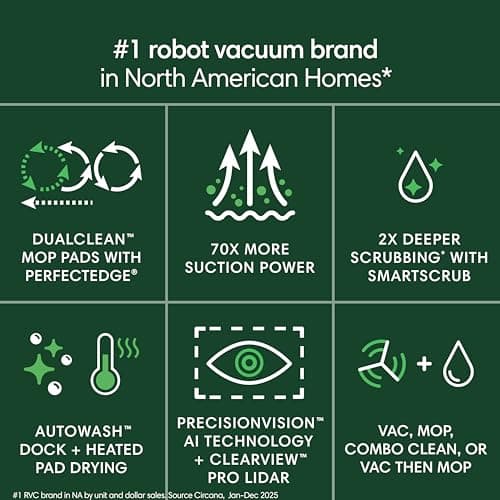 iRobot Roomba Plus 505 Combo Robot Vacuum & Mop with AutoWash Dock - Extending Spinning Mop Pads, Self-Empties, Pad Wash & Heated Drying, Self-cleaning, Recognizes & Avoids Obstacles, LiDAR Navigation