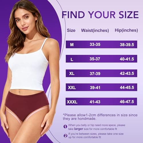YONVEXO Period Underwear for Women, Cotton Panties Washable& Reusable, 60ML High Leak Proof Underwear, Breathable Briefs for Period/Incontinence/Postpartum Multicolor- 3pack-L