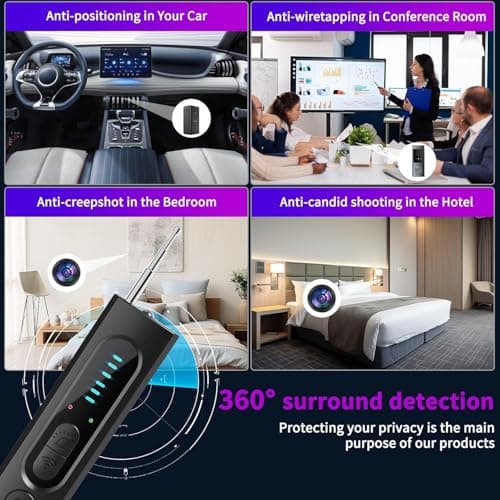 AI Hidden Camera Detector for Travel, 2026 Upgraded Spy Camera Detector, Hidden Device Finder, 5 Levels Sensitivity 4 Modes, Personal Privacy&Security Devices for Home,Hotel&Travel,Office,Vehicles
