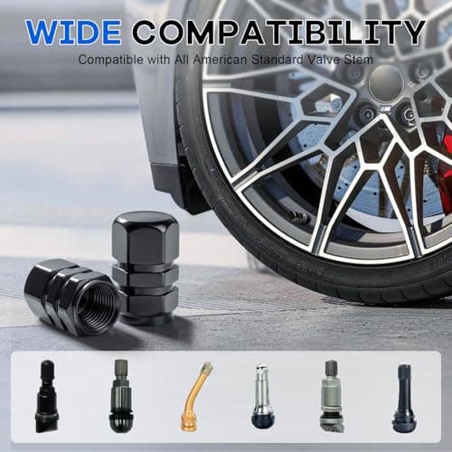 JUSTTOP Car Tire Valve Stem Caps, 12pcs Air Caps Cover, Universal for Cars, SUVs, Bike, Trucks and Motorcycles-Black