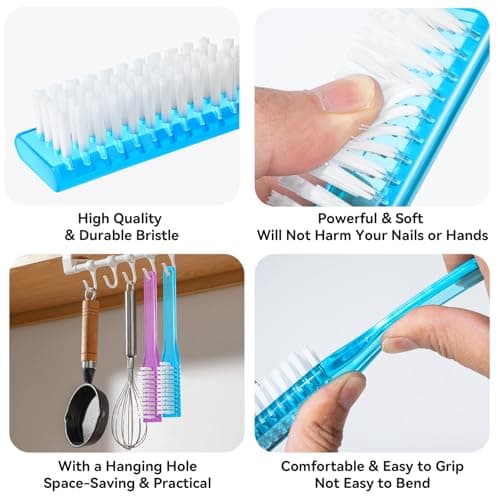 Nail Brush for Cleaning Fingernails Handle Grip Nail Scrubber Brush 4 Pack Kitchen Cleaning Brush Small Shoe Cleaner Brush Laundry Stain Brush for Household Cleaning