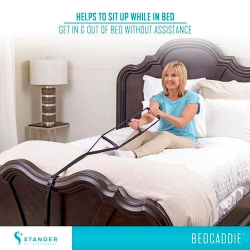 Stander BedCaddie, Pull-Up Assist Bed-Ladder with Non-Slip Handles for Adults, Seniors, and Elderly, Adjustable Length Bed-Lift, Sit Up Helper Bed-Assist, Mobility Aid for Handicapped and Injured