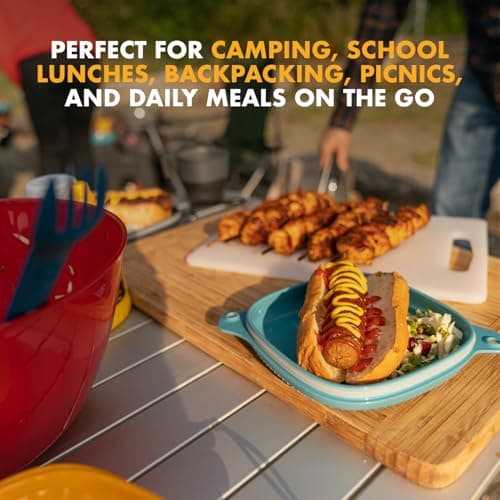 UCO 6-Piece Camping, Backpacking, Outdoor Kitchen Gear Mess Kit with Bowl, Plate, Camp Cup, and Switch Spork Utensil Set