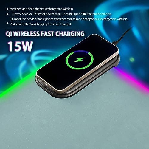 Teal Custom Wireless Charging Mouse Pad for Mobile Phone Personalized Extra Large Gaming Mousepad with 13 Lighting Modes Extended Desk Mat for MacBook PC Laptop Desk Office Home Gaming