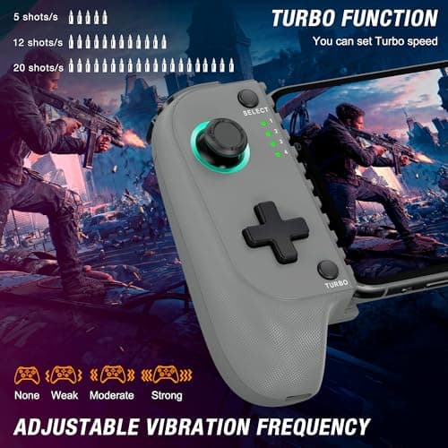 AXYBCOOL Mobile Wireless Phone Controller for iphone/Android with Hall Joystick, Mobile Game Controller with Phone Case Support, Compatible with Xbox Game Pass (Grey)