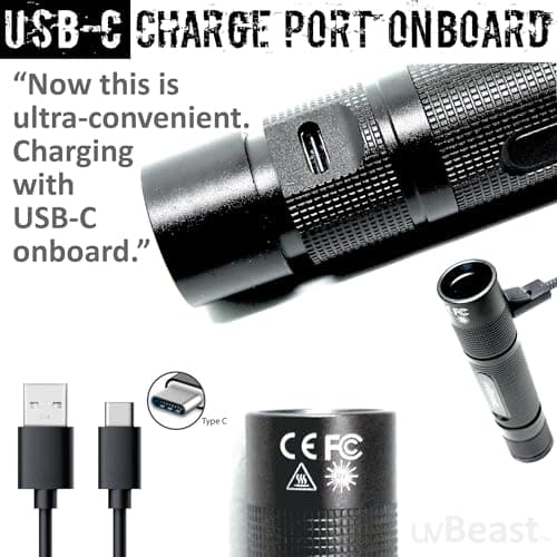 uvBeast New V3 365nm MINI - Black Light UV Flashlight – High Definition Pure Ultraviolet - Professional Grade High Power Upgraded 5 Core UV LED – USA Stock