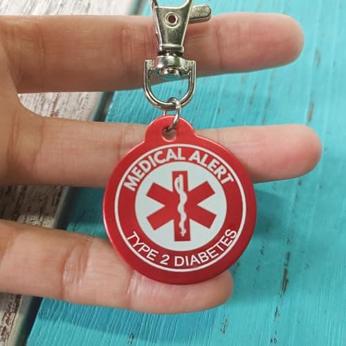 YOTHIWAD Medical Alert Keychain for Women Men,Medical ID keychain with Free Laser Engraving Red Light Suitable for Bags Cloth