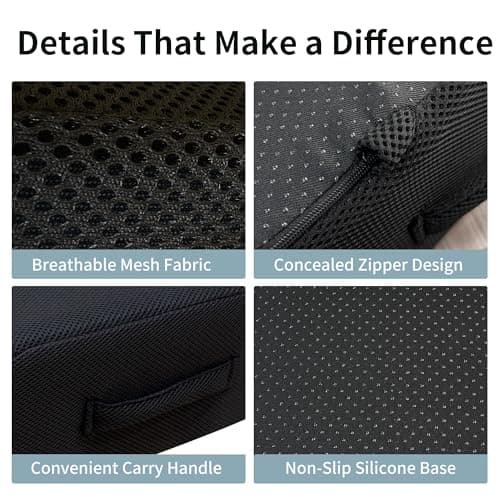 Acxseo 6" Extra Thick Memory Foam Office Chair Cushion – 2-Layer Booster Seat for Back & Tailbone Pain Relief, 18 x 16 x 6in Non-Slip Cushion with Carry Handle for Wheelchair, Car, and Airplane