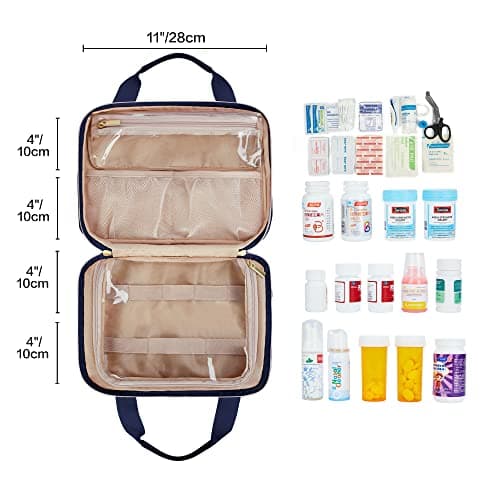 Leudes Travel Pill Bottle Organizer,Medicine Organizer and Storage,Home Medication Bag, Cases,Carrier for Pills,Vitamin,Fish Oil,Supplements for Women and Men (Medium, Blue)