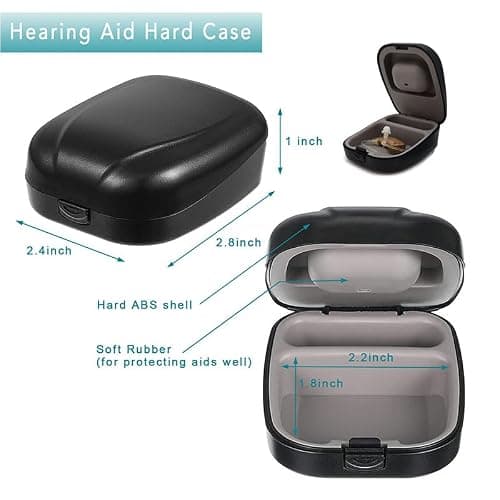 BOCOKO Hearing Aid Hard Case Pocket Size with Cleaning Cloth Brush Tools for Sound Amplifier(Black)