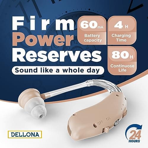 DELLONA High-Performance Hearing Aids for Seniors, OTC Rechargeable Hearing Aid for People with Severe Hearing Loss with Intelligent Noise Reduction (Pair), 4 Modes - Comfortable Hearing Aid devices for elderly, Over The Counter Hearing Aids (Beige Type-C)