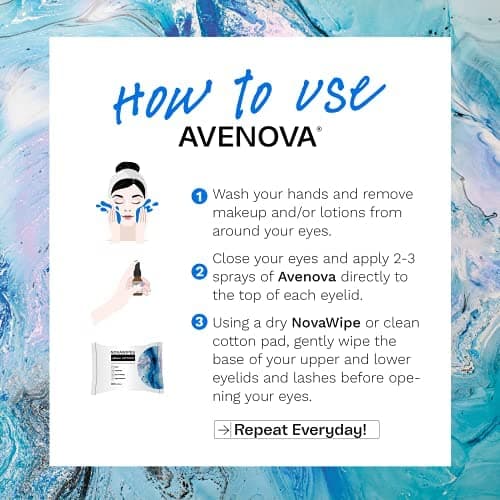 Avenova NovaWipes - Dry Eyelid Wipes - Non-Irritating, Durable & Absorbent Multi-Layer Eyelid Cleansing Wipes for Use with Avenova Spray, 30-Count
