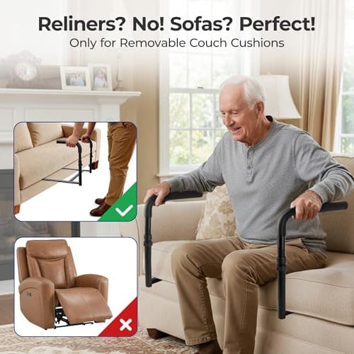 NIMOOD L1 Stand Assist Rail for Couch, Chair Stand Assist Aid for Elderly, Elderly Assistance Products, Disabled, Senior Mobility Aids Adjustable for Sit, Stand, Couch Cane, 18 in Couch Wide at Least