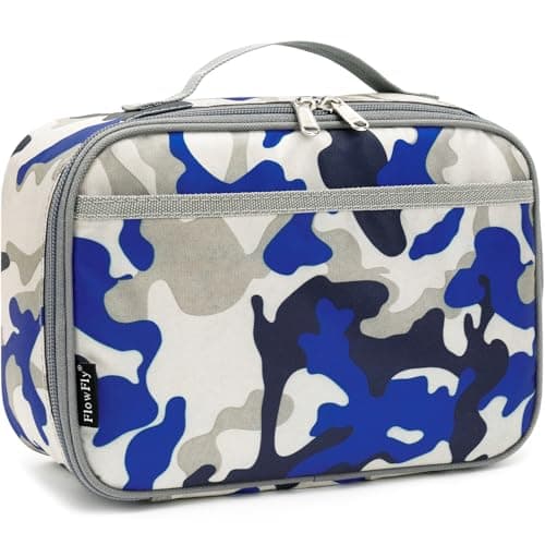 FlowFly Kids Lunch box Insulated Soft Bag Mini Cooler Back to School Thermal Meal Tote Kit for Girls, Boys,Blue Camo