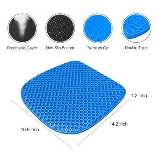 TONINT Large Gel Seat Cushion for Long Sitting with Non-Slip Cover,Soft & Breathable,Seat Cushion for Chair,Car,Office,Desk Chair,Wheelchair