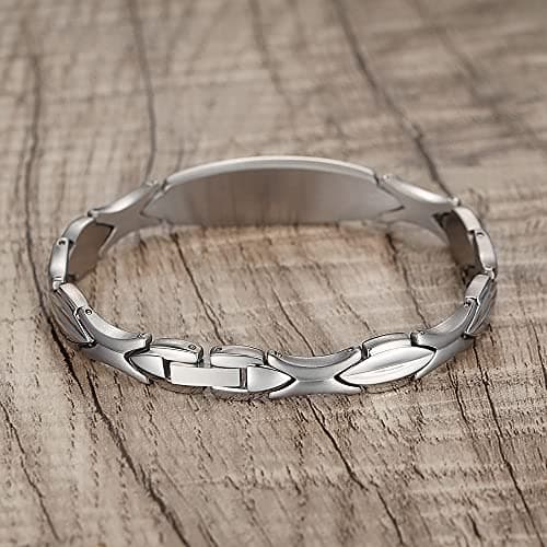 LinnaLove 7 1/2 inch Medical Alert Bracelets for women Stainless Steel Fashion Medical Bracelets Personalized Engraving blood thinner (STEEL)