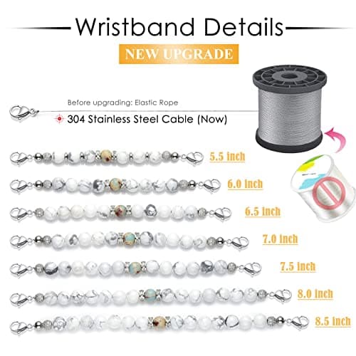 JFJEWER Medical Alert Bracelets for Women Free Engraving, Personalized Customizable ID Bracelet, White Turquoise Beaded Emergency Bracelets - Style 6