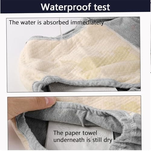 2-Pack Cotton Incontinence Underwear Adult Leakproof Panties Cloth Diaper Women Men Washable Post Surgical Reusable Briefs(Blue,3X-Large)