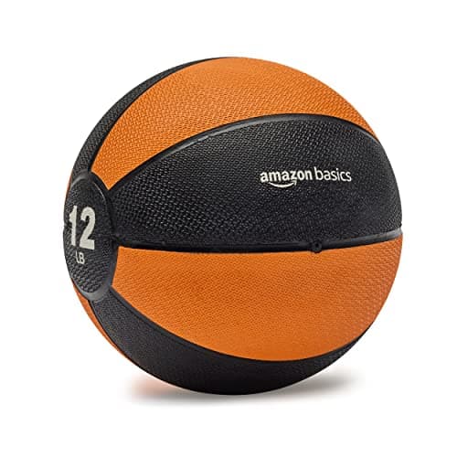 Amazon Basics Weighted Medicine Ball for Core Strength, Strength Training, Full-Body Workouts and Balance Exercises, 12 Pounds, Orange/Black