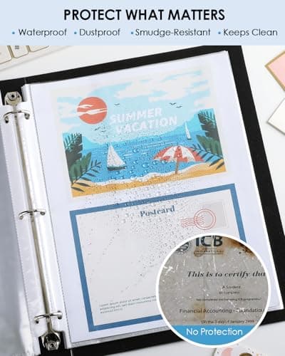 KTRIO Sheet Protectors 8.5 x 11 Inch, Clear Top Loading Page Protectors for 3 Ring Binder, Polypropylene Plastic Sleeves, Letter Size Document Protectors, Office & Home, 50 Pack
