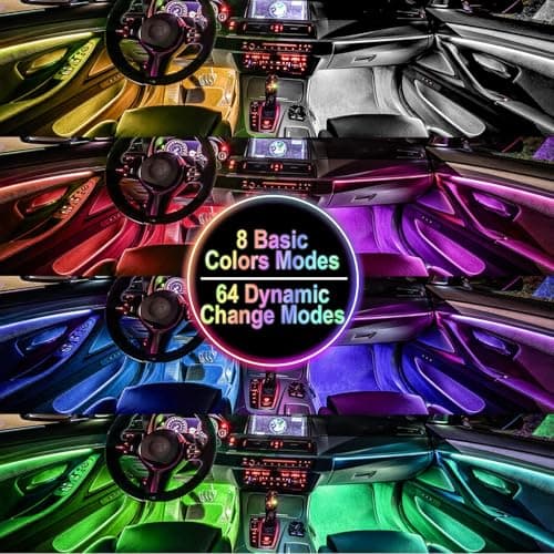 BFXM Car Interior Lights, 5V LED Strip Lights with USB Adapter, Ambient Lighting Car Accessories, App & Remote Control Music Sync Color Change Lights for Truck Car Decor (36LED Beads)