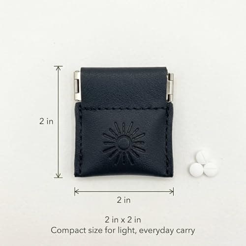Travel Pill Pouch – Small Discreet Medicine Holder for Pockets and Bags – Compact Pill Storage for Vitamins and Supplements – Black