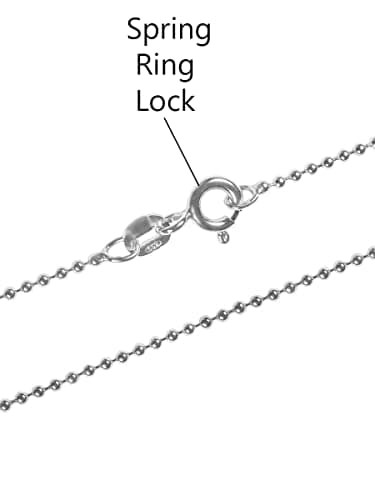 Savlano 925 Sterling Silver Italian Solid Bead Ball Dog Tag Chain Necklace Comes With Gift Box for Women & Men - Made in Italy (16, 1.5mm)