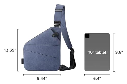 WANDER PLUS® Anti Theft Crossbody Travel Bag for Women Men, Multi-Pocket Crossbody Bag, Slim Sling Bag with Adjustable Strap, Blue