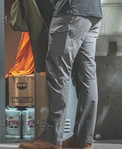TRUEWERK Men's T1 WerkPant - Hot-Weather Lightweight Work Pants, Moisture-Wicking, Quick-Dry, 4-Way Stretch Softshell, Relaxed Fit, 8 Pockets, Deep Grey, 34W x 32L